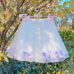 Tulle Pleated Bow Mini Skirt