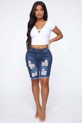 Against All Odds Bermuda Shorts - Medium Blue Wash