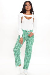 All In The Swirl Straight Leg Jeans - Kelly Green