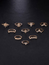 10pcs Opal Style Crown Ring Set Sai Feel