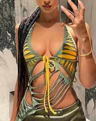 Haut à rayures avec lacets