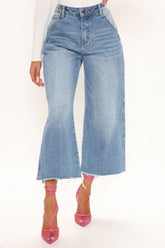 All Or Nothing Loose Wide Leg Jeans - Medium Blue Wash