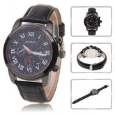 Chronograph with Leather Band (Black 4,2cm Dial) - Roman