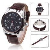 Chronograph with Leather Band (Black 4.5cm Dial) - Roman