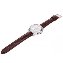 Chronograph with Leather Band (White 4.5cm Dial) - Roman