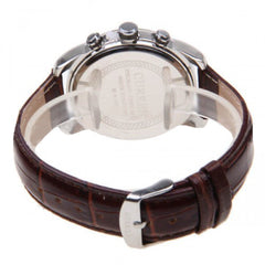 Chronograph with Leather Band (White 4.5cm Dial) - Roman