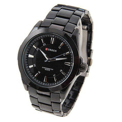 Black Stainless Steel Waterproof Watch (Black 5.2cm Dial)