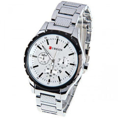 Chronograph with Stainless Steel Band (White 4.7cm Dial)