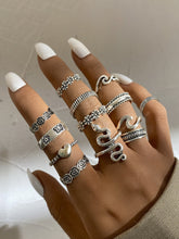 13pcs Snake Decor Flower Ring Set Sai Feel