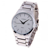 Watch with Stainless Steel Band (White 4.3cm Dial)
