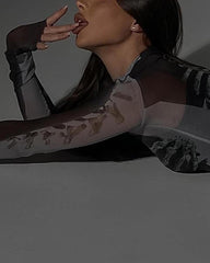 Combinaison à manches longues en maille à imprimé humain