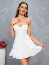 Pearls Beaded Godet Hem Bustier Cami Dress