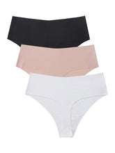 3PCS Daily Wear Basic Color Mid Waist Silky Seamless Thongs Set Sai Feel