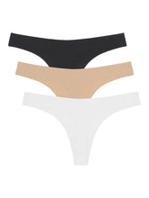 3PCS Daily Wear Basic Color Silky Soft Seamless Thongs Set Sai Feel