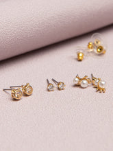 3pairs Zirconia Earrings sets Sai Feel