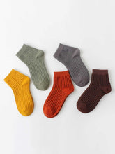 5 pairs Solid Color Twist Socks Casual Ankle High Low Cut Socks Sai Feel