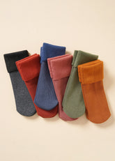 5pairs Solid Crew Socks Sai Feel