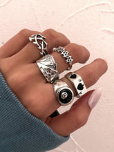 5pcs Black eight cards Retro ring set Sai Feel