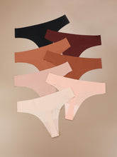 7 Pack Daily Wear Earth Tone Silky Seamless Thongs Set Sai Feel