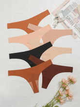 7PCS Daily Wear Earth Tone Color Silky Seamless Thongs Set Underwear Sai Feel