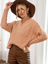 Acrylic Cable V Neck Pullover Sweater Sai Feel