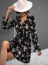 All Over Floral Print Belted Dress Sai Feel