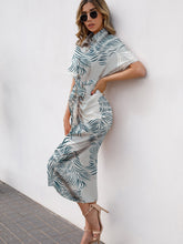 Allover Print Button Up Tie Front Shirt Dress Sai Feel