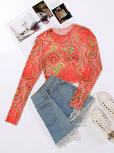 Allover Print See Through Mesh Top Sai Feel