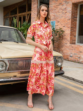 Allover Print Self Waist Tie Maxi Dress Sai Feel