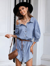 Asymmetric Cold Shoulder Denim Dress Sai Feel