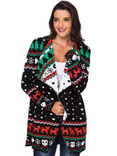 Black Christmas Snowland Turndown Collar Christmas Cardigan Sai Feel