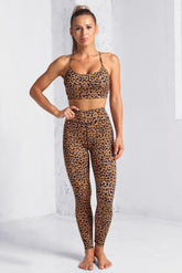 Black/Gray/Brown Printed Bra Leggings Set Sai Feel