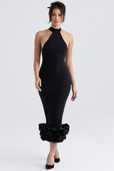 Black Peplum Midi Dress Sai Feel