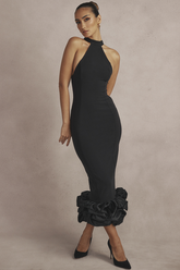 Black Peplum Midi Dress Sai Feel