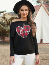 Black Valentine Love Heart Plaid Printed Splicing Bat Sleeve Sai Feel