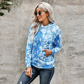 Blue Tie-dye Print Pullover Hoodie Sai Feel