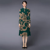 Bohemia women's stand-up collar chiffon printed Dresses Summer Dress Sai Feel