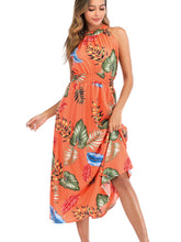Boho Floral Elastic Waist Halter Dress Sai Feel