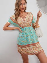 Boho Print Elastic Waist Dress with Pompom Decor Sai Feel