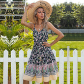 Boho Print Flounce Hem Cami Dress Sai Feel