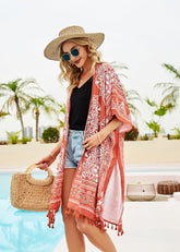 Boho Tassel Trimmed Beach Cover Up Shawl Sai Feel