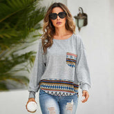 Boho print off shoulder sweatershirt Sai Feel