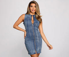 Bombshell Babe Denim Mini Dress Sai Feel