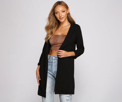 Boss Moves Crepe Long Line Blazer Sai Feel