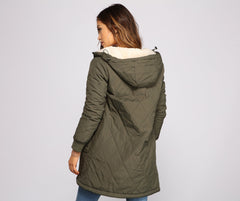 Bundle Up Reversible Long Line Puffer Jacket Sai Feel
