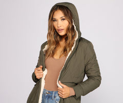Bundle Up Reversible Long Line Puffer Jacket Sai Feel