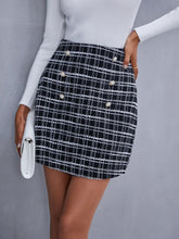 Button Detail Gingham Skirt Sai Feel