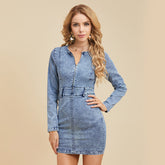 Button Front Denim Shirt Dress Without Belt Sai Feel