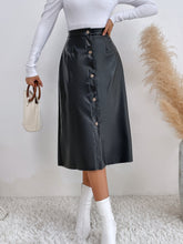 Button Front PU Skirt Sai Feel