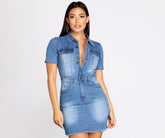 Button Up In Denim Frayed Dress Sai Feel